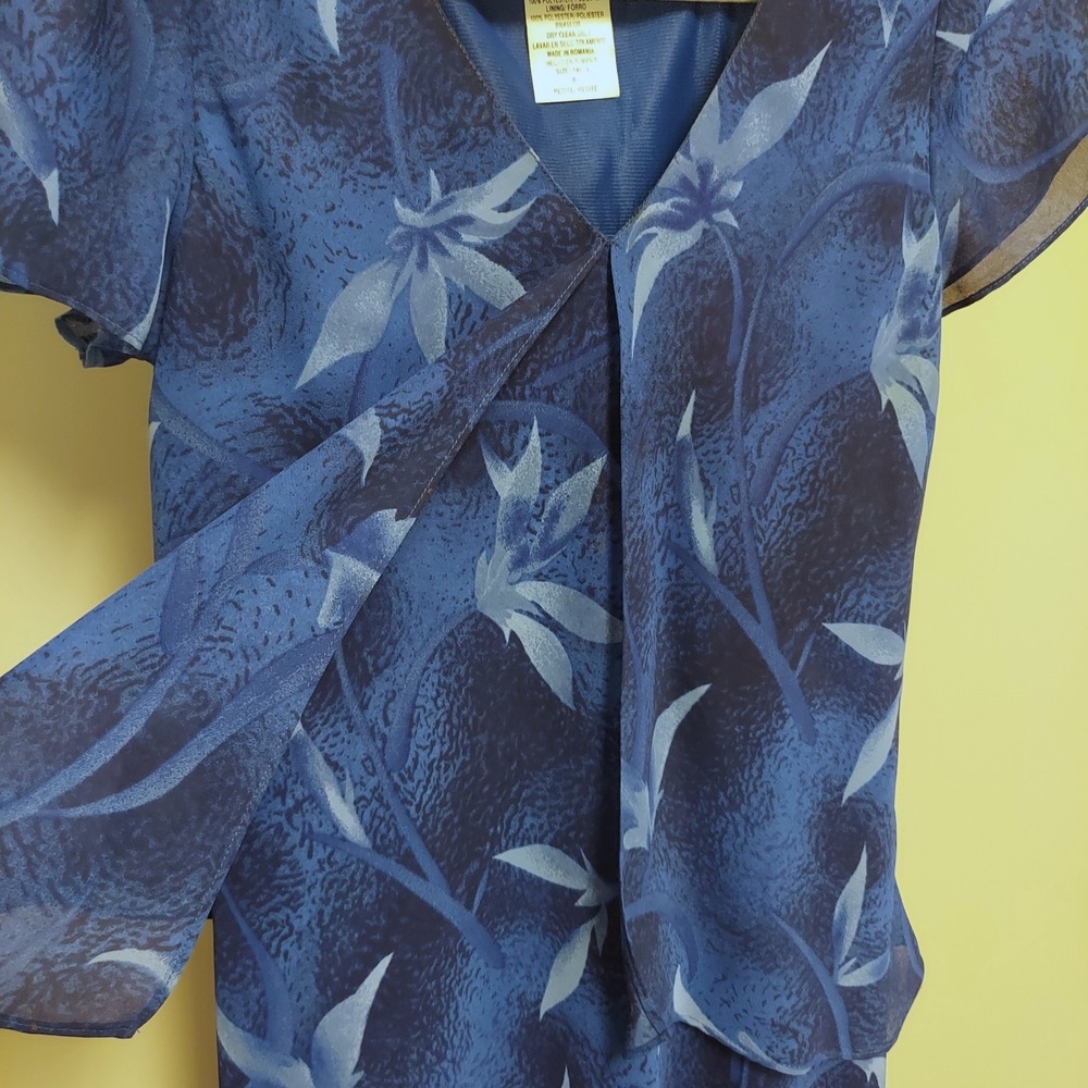 Positive Attitude Floral Layered Maxi Dress Size 8P Short Sleeve Modest Church - Picture 3 of 6